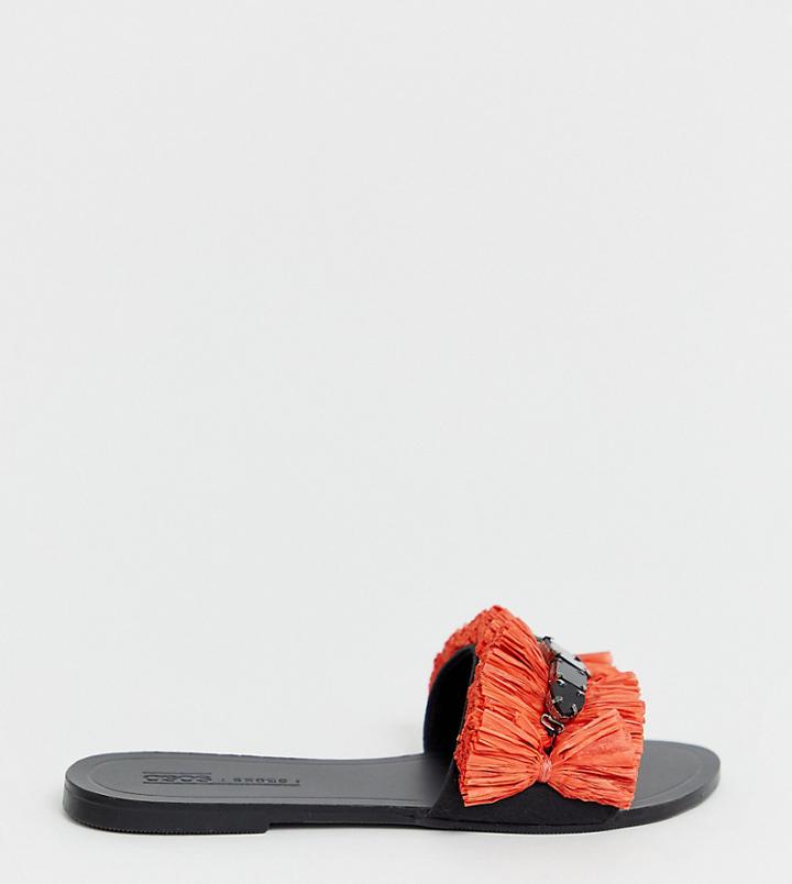 Asos Design Wide Fit Free Spirit Embellished Slides-red