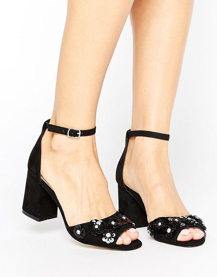 Oasis 3d Floral Detail Two Part Sandal - Black
