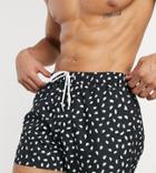 Asos Design Swim Shorts With Spot Print In Black In Short Length