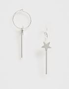 French Connection Hoop And Star Earrings-silver
