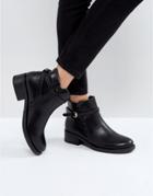 Pieces Buckle Ankle Boots - Black