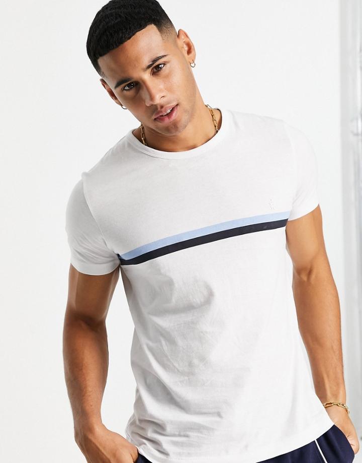 French Connection Two Stripe T-shirt In White