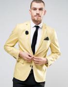 Gianni Feraud Wedding Linen Slim Fit Jacket With Liberty Print Lining And Floral Lapel - Beige