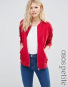 Asos Petite The Ultimate Bomber Jacket In Jersey - Red