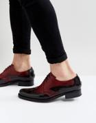 Jeffery West Cordioni Mixed Leather Brogue Shoes In Black - Black