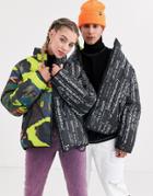 Collusion Unisex Spliced Puffer Jacket In Multi