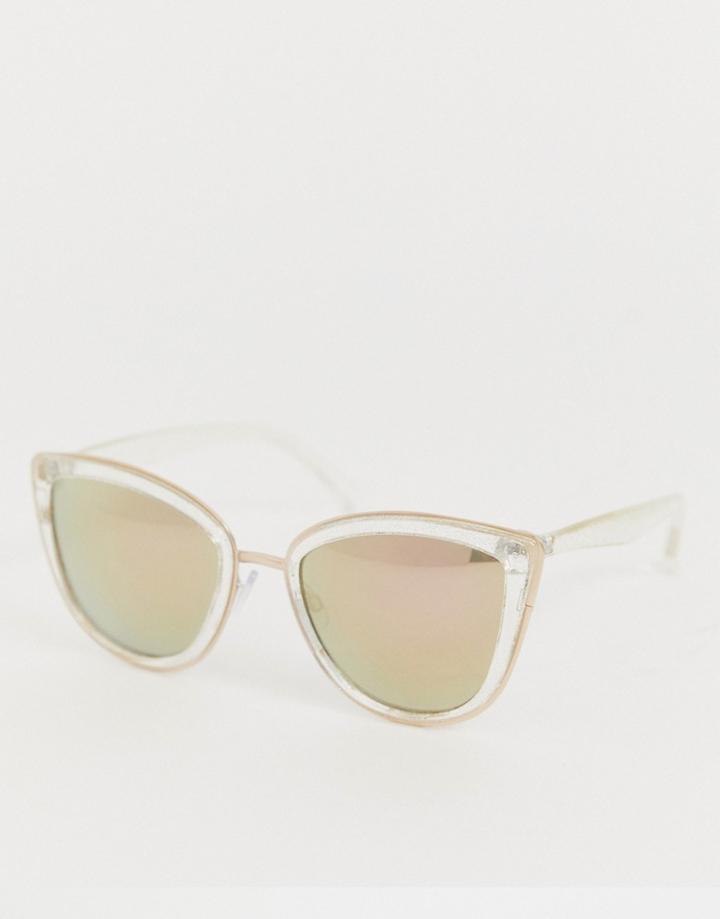 Aj Morgan Oversized Cat Eye Sunglasses In Crystal-clear