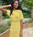 Asos Design Tall Plisse Mini Dress In Yellow Daisy Print-blues