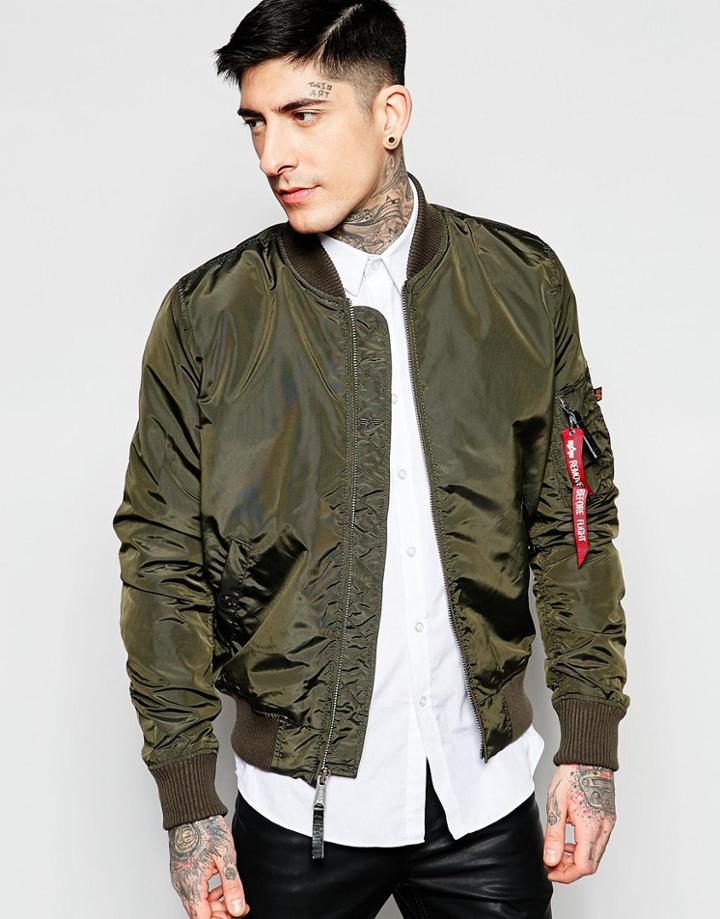 Alpha Industries Ma1 Bomber Jacket Slim Fit In Gray - Rep Gray
