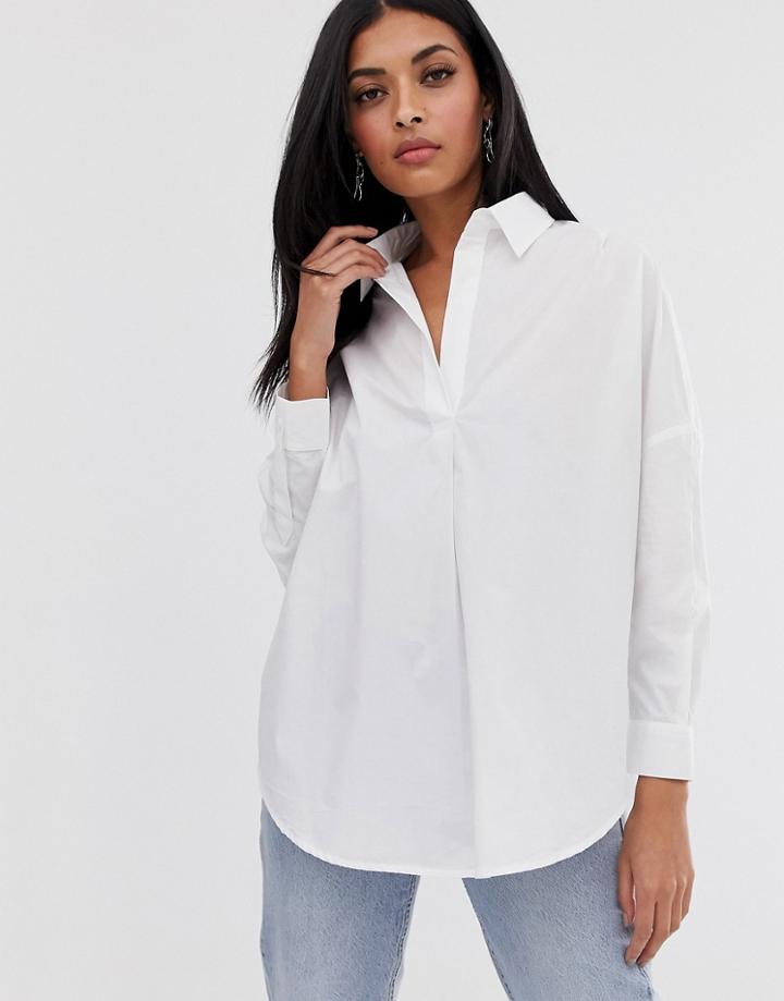 French Connection Rhodes Poplin Oversized Shirt-black