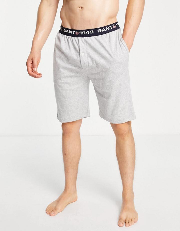 Gant Lounge Shorts In Gray With Contrast Logo Waistband-grey