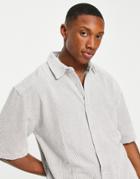 Topman Boxy Cord Shirt In Gray