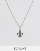 Reclaimed Vintage Inspired Necklace With Fleur De Lis Pendant - Silver