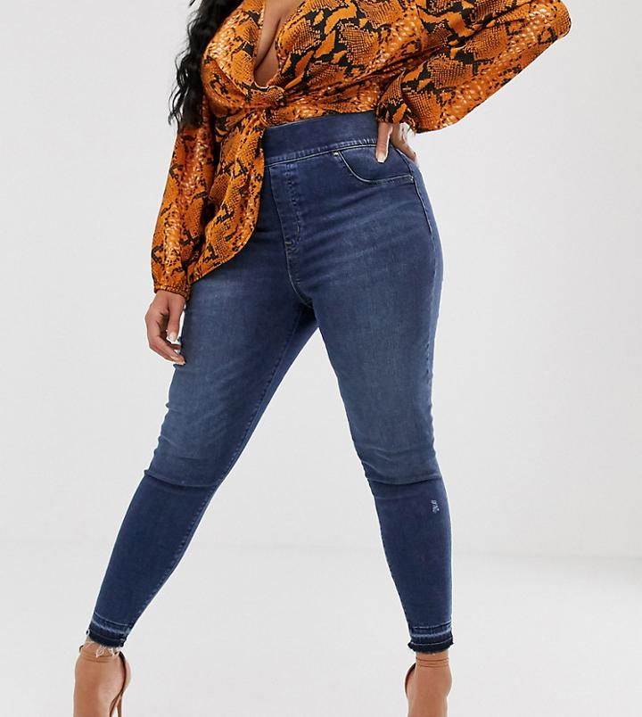 Spanx Plus Distressed Skinny Jean In Blue-blues