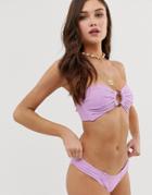 Montce Tori Textured Bandeau Bikini Top In Lilac-purple