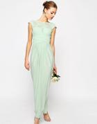 Asos Wedding Lace Top Pleated Maxi Dress - Mint