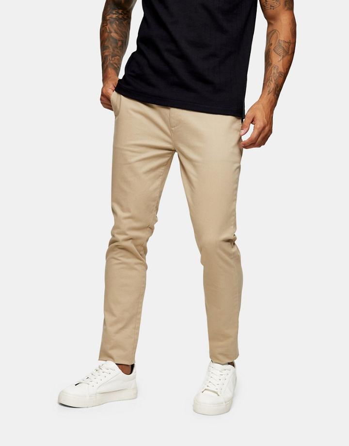 Topman Skinny Chinos In Stone-neutral