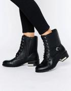 Call It Spring Cerirwen Lace Up Flat Ankle Boots - Black