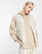 Selected Femme Check Vest With Pocket Detail In Cream-white