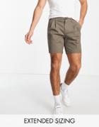 Asos Design Cigarette Shorts In Khaki-green