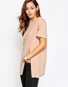 Asos Split Front T-shirt - Nude