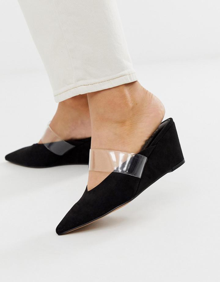 Asos Design Shortcake Wedge Mules In Black