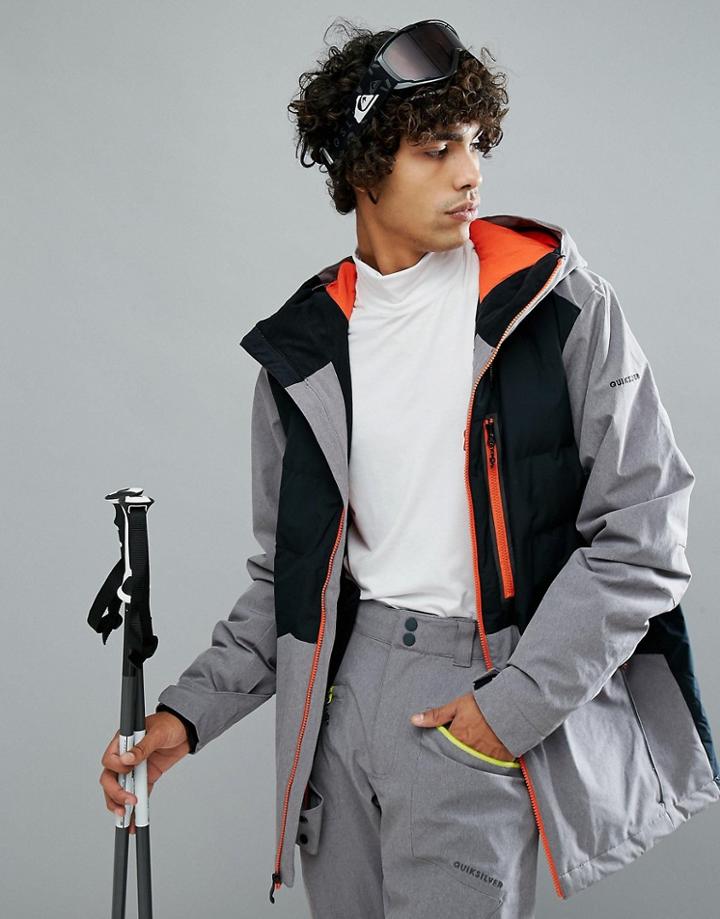 Quiksilver High West Ski Jacket In Black With Contrast Zip - Black