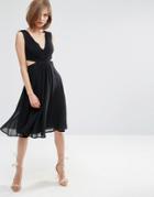 Asos Side Cut Out Midi Dress - Black