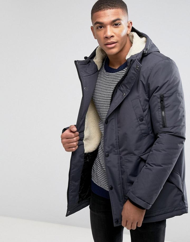 D-struct Sherpa Lined Parka Jacket - Gray