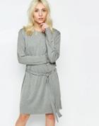 Neon Rose Jersey Dress With Tie Side - Gray Marl