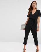 Asos Jumpsuit With Wrap And Self Tie - Black