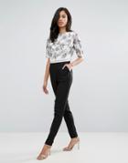 Little Mistress Tailored Jumpsuit With Printed Top - Pink