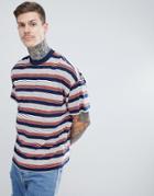 Asos Design Oversized Striped T-shirt - Navy