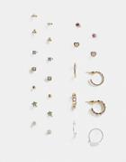 Topshop Princess 12 X Multipack Earrings In Crystal And Gold Mix