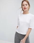 Plain Studios T-shirt With Crinkle Frill Hems - White