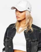 New Era Perforated Leather Look Cap In White - White