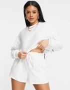 Public Desire Towelling Cropped Sweatshirt Set In White