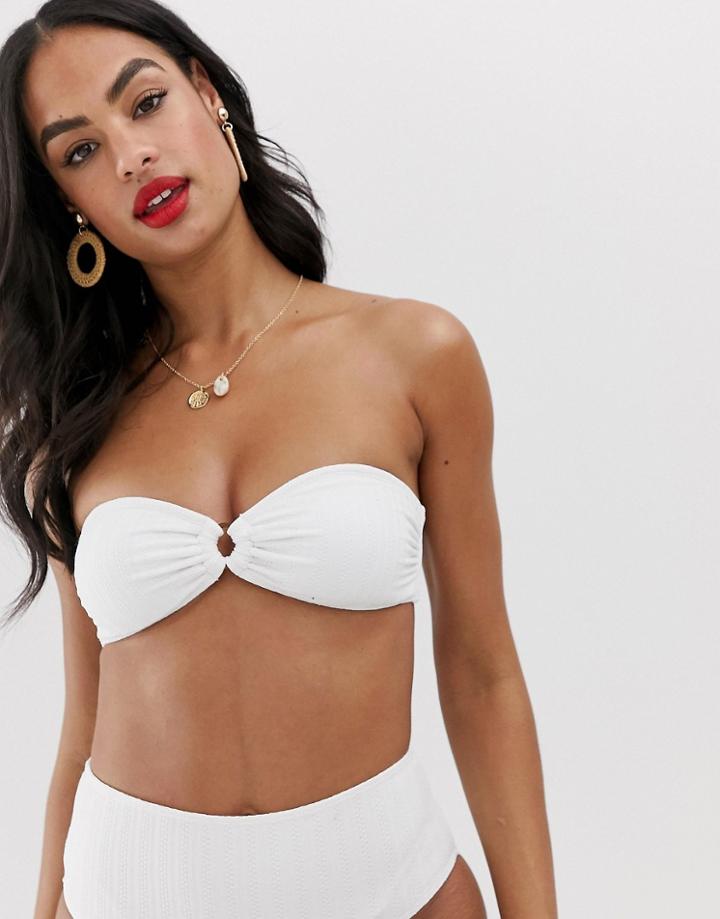 Vero Moda Texture Bandeau Bikini - White
