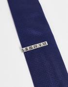 Asos Design Wedding Tie Bar With Roman Numerals In Silver Tone
