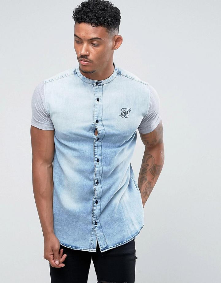 Siksilk Muscle Shirt In Denim - Blue