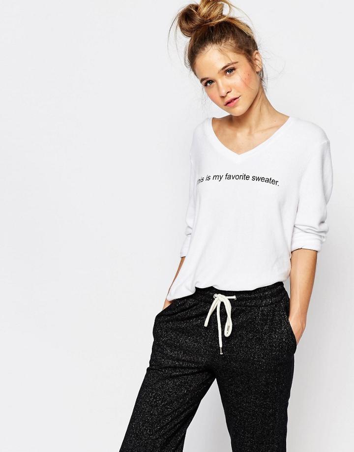 Wildfox Baggy Beach V Sweater - Clean White