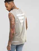 Asos Sleeveless T-shirt With Dropped Armhole And Flag Back Print - Green