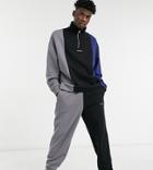 Collusion Oversized Sweatpants In Color Block Set-multi