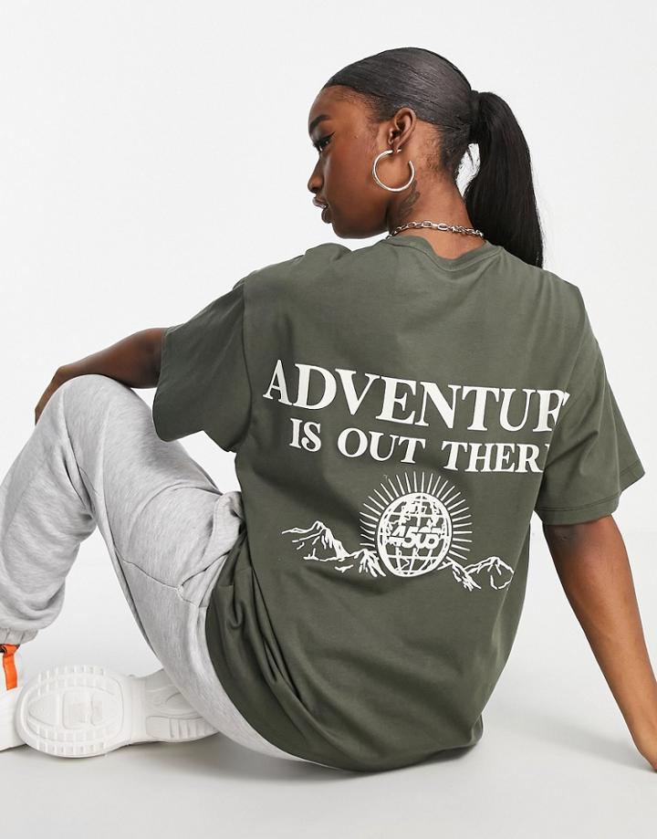 Asos 4505 T-shirt With Adventure Print And Embroidery-green