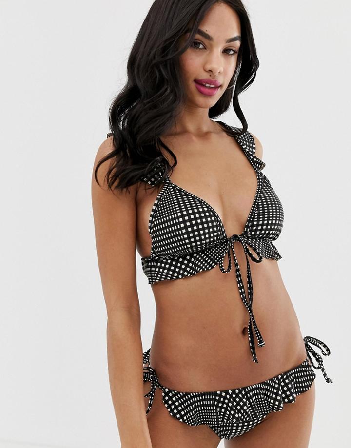 Vero Moda Frill Strap Check Bikini Top - Multi