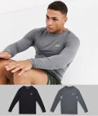 Asos 4505 Icon Muscle Training Long Sleeve T-shirt With Quick Dry 2 Pack Save-multi
