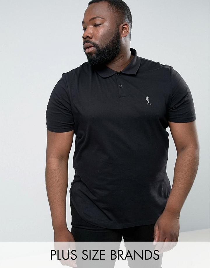Religion Plus Polo Shirt With Curved Hem - Black