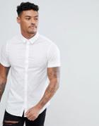 Armani Exchange Slim Fit Cotton Stretch Short Sleeve Shirt In White - White