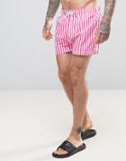 Kiss This! Stripe Swim Shorts - Red