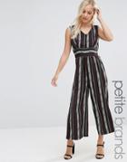 Yumi Petite Jumpsuit In Mixed Stripe - Black